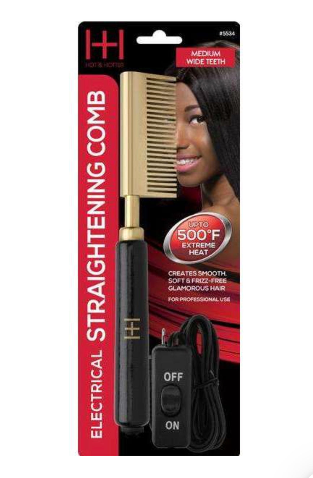 Annie Hot & Hotter Electrical Straightening Hot Comb Medium Wide Teeth