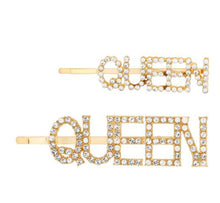 Load image into Gallery viewer, Pastel Collection Sparkly Letter Design &quot;Queen&quot; Hair Pins
