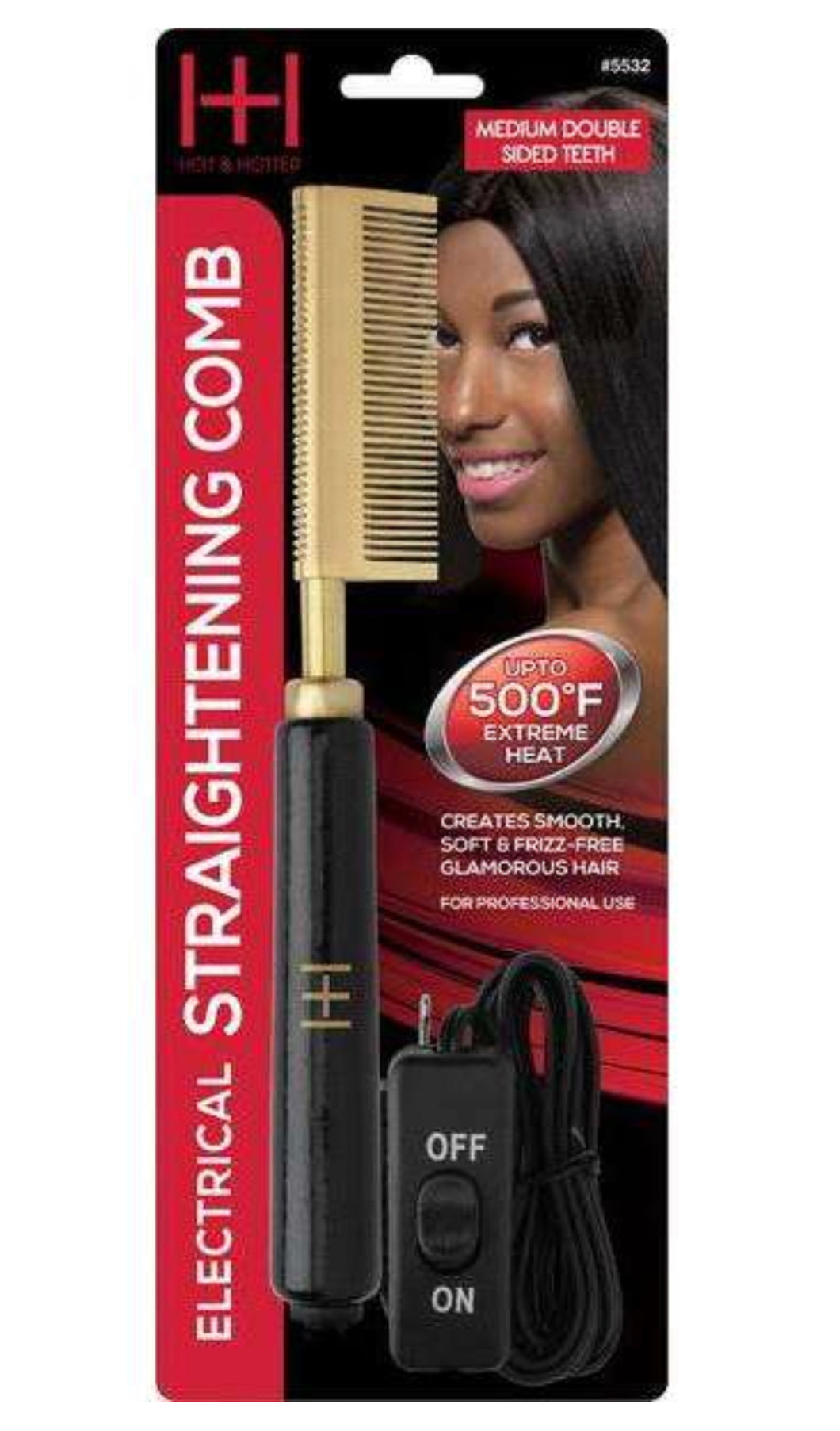 Annie Hot & Hotter Electric Straightening Hot Comb Medium Double Sided Teeth