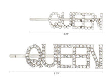 Load image into Gallery viewer, Pastel Collection Sparkly Letter Design &quot;Queen&quot; Hair Pins
